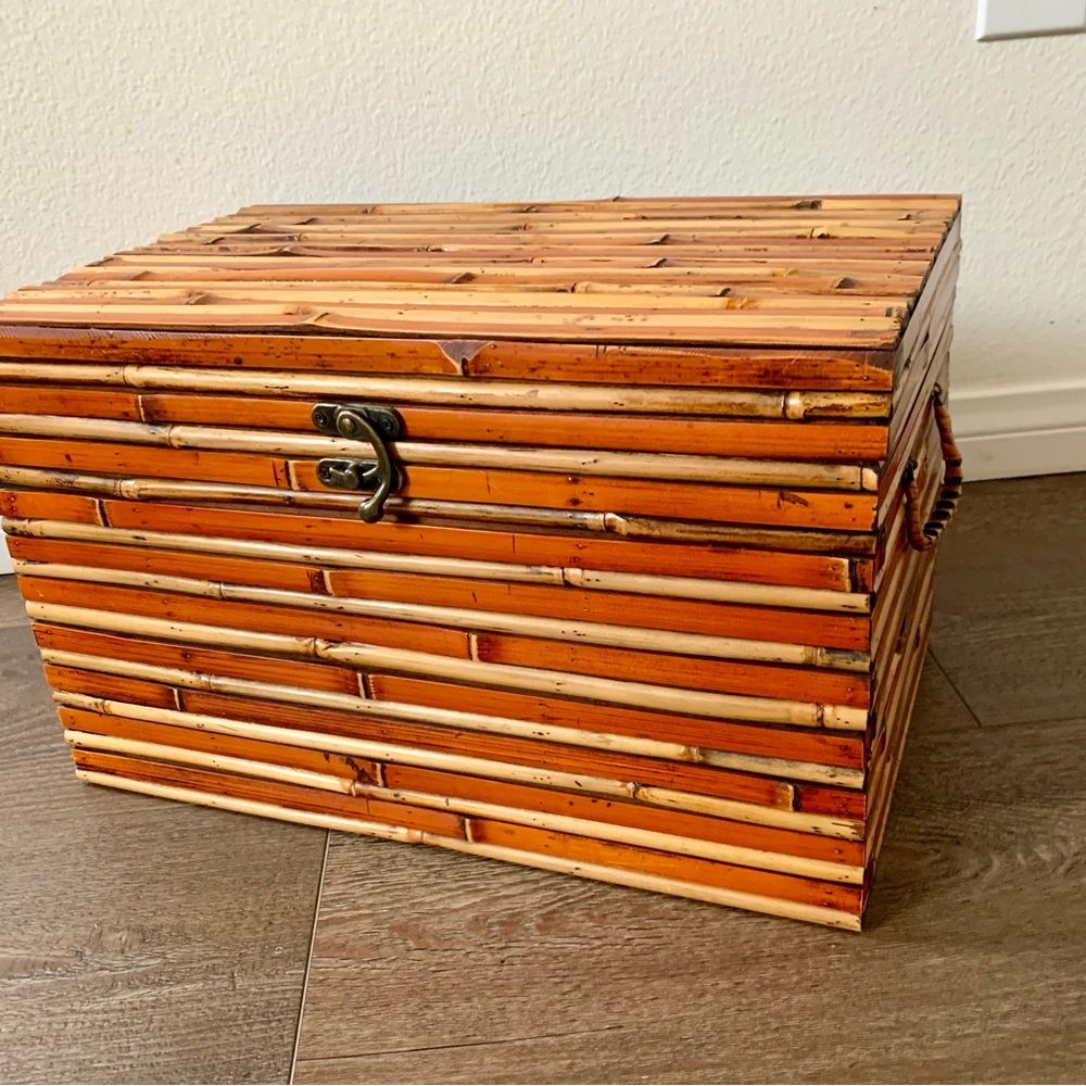 vintage bamboo Wooden Box 10/16/10”
